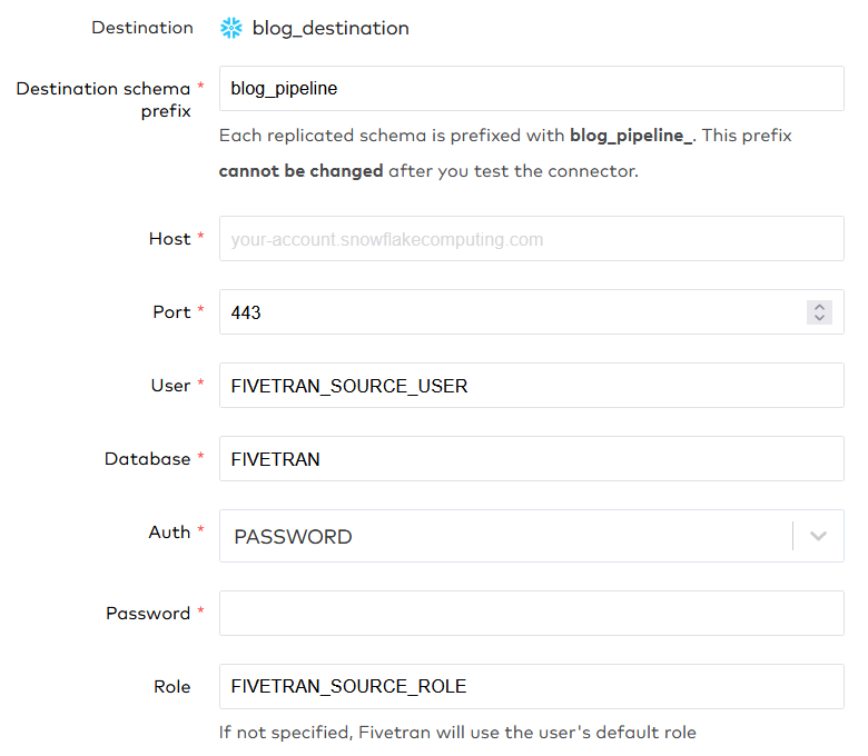 Fivetran source setup